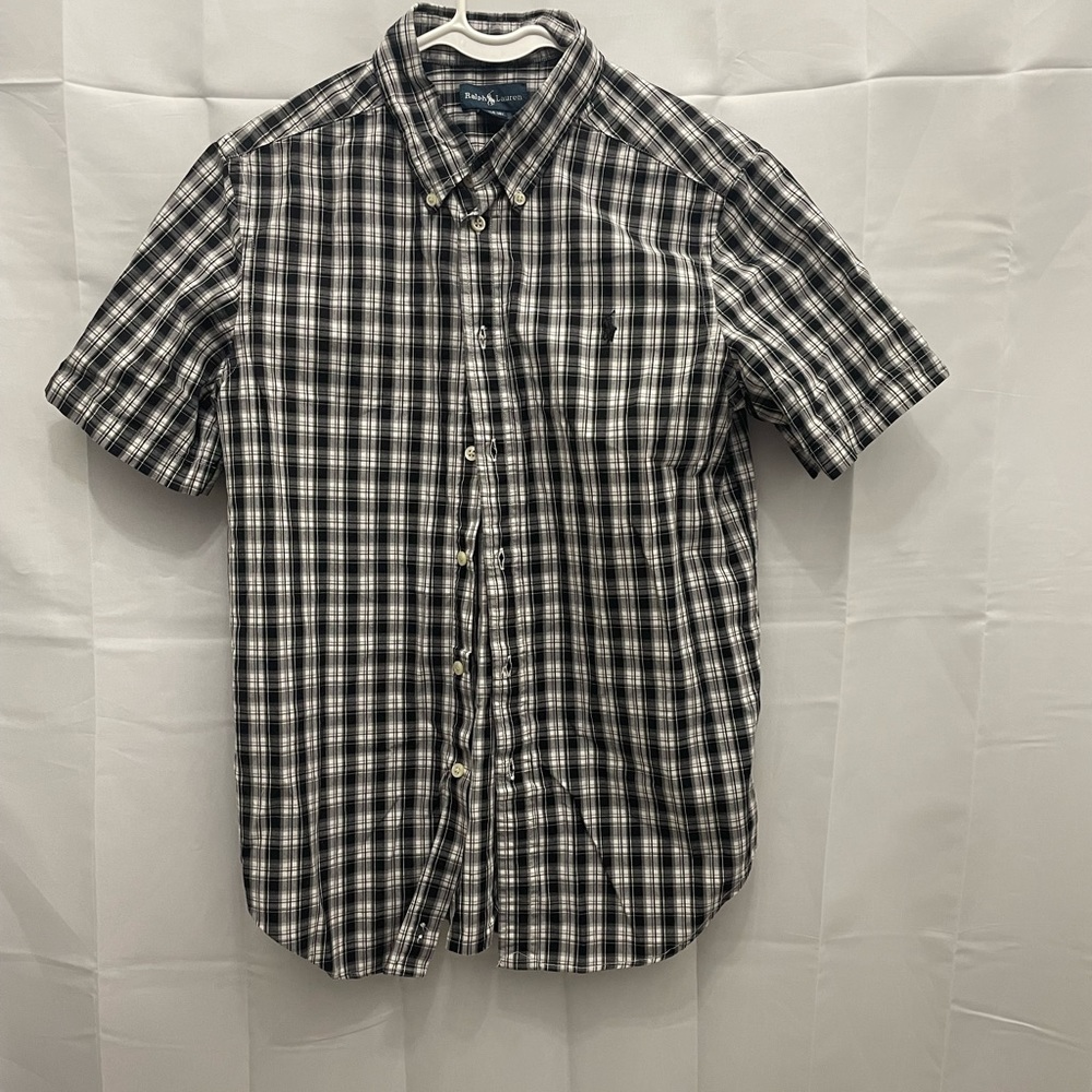 RALPH LAUREN- Boys black/white plaid button down #55